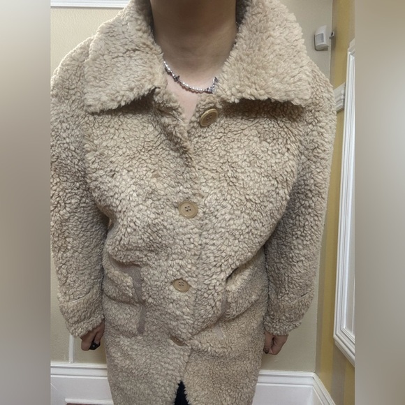 Women's Tan Sherpa Coat - Picture 9 of 11